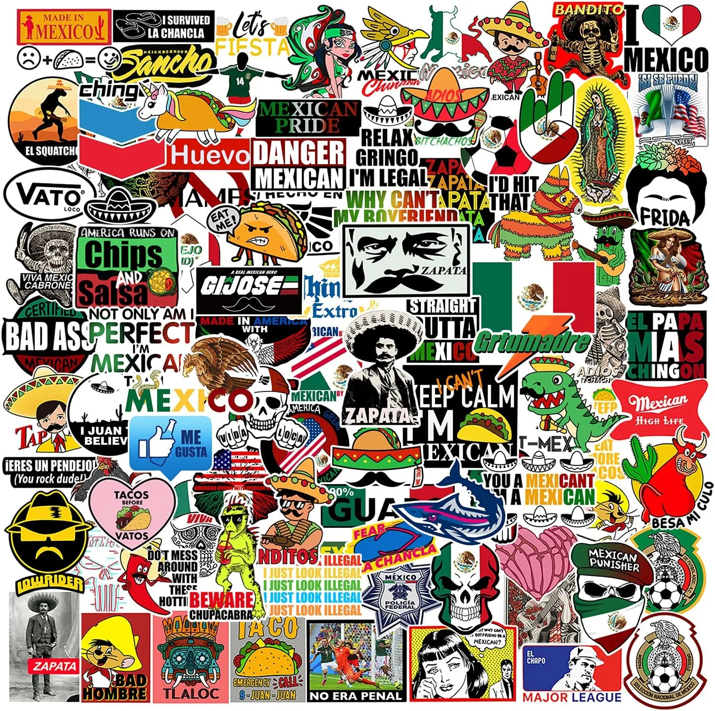 100pcs Mexican Hardhat Stickers, Funny Vinyl Mexico Tool Box Stickers, Design for Helmet Hood Laptop Water Bottle, Mexico Pride Patriotic Decals for Men Adults Ironworkers Lineman Oilfield Electrician