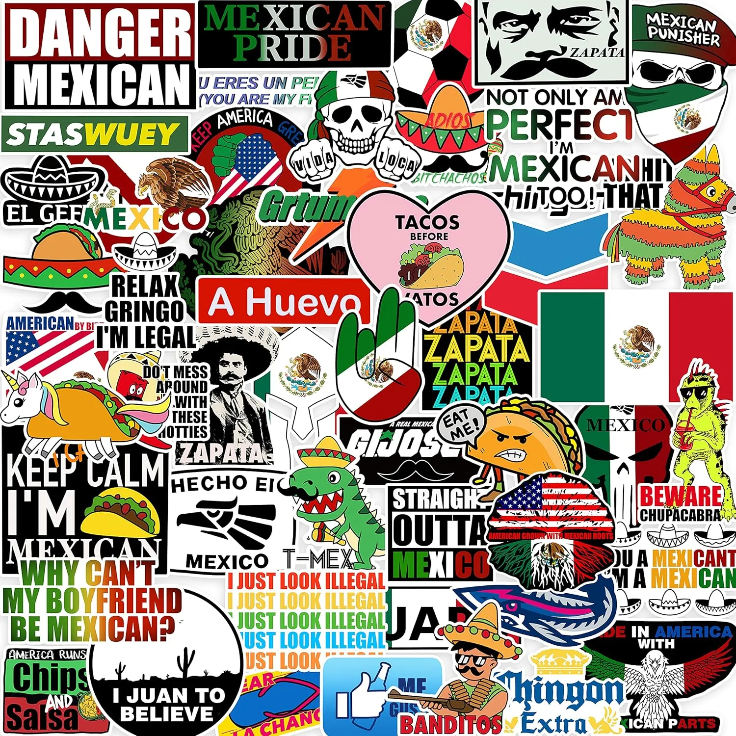 100pcs Mexican Hardhat Stickers, Funny Vinyl Mexico Tool Box Stickers, Design for Helmet Hood Laptop Water Bottle, Mexico Pride Patriotic Decals for Men Adults Ironworkers Lineman Oilfield Electrician