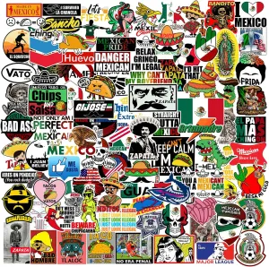 100pcs Mexican Hardhat Stickers, Funny Vinyl Mexico Tool Box Stickers, Design for Helmet Hood Laptop Water Bottle, Mexico Pride Patriotic Decals for Men Adults Ironworkers Lineman Oilfield Electrician