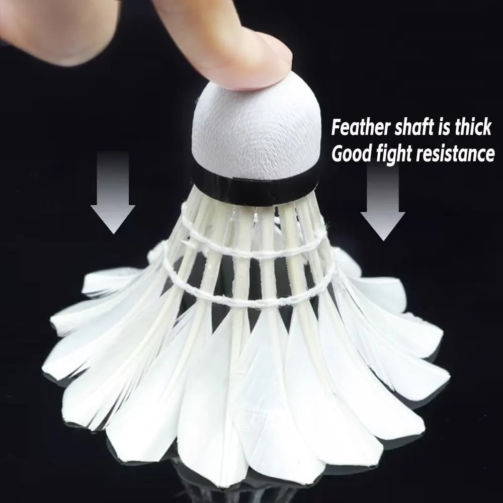 12-Pack Feather Badminton Shuttlecocks with Great Stability and Durability,Shuttlecock Indoor Outdoor Sports Hight Speed Training Badminton Birdie Balls