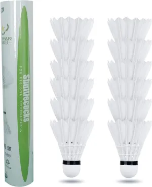 12-Pack Feather Badminton Shuttlecocks with Great Stability and Durability,Shuttlecock Indoor Outdoor Sports Hight Speed Training Badminton Birdie Balls