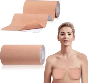 2 Rolls Trans FTM Binder Tape for Chest Binding Adhesive Trans Chest Tape Flat Invisible Tape for Breast Lift Boob Body Shaping, 4 Inch x 13 ft Each