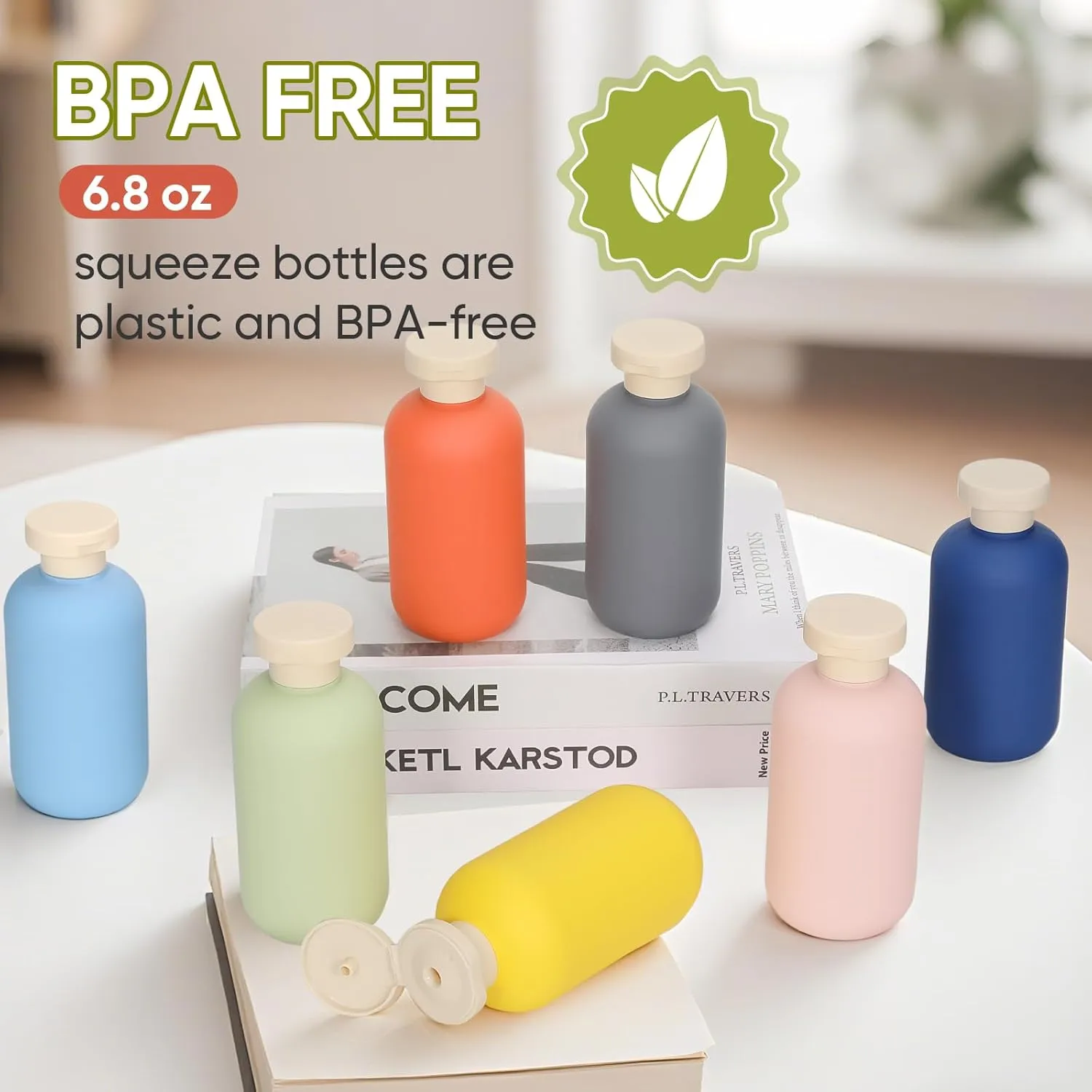 3 PACK Travel Shampoo Bottle, Empty Plastic Squeeze Bottles 6.8oz with Flip Cap, Lotion Container for Toiletries Travel Size Shampoo and Conditioner