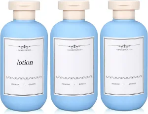 3 PACK Travel Shampoo Bottle, Empty Plastic Squeeze Bottles 6.8oz with Flip Cap, Lotion Container for Toiletries Travel Size Shampoo and Conditioner