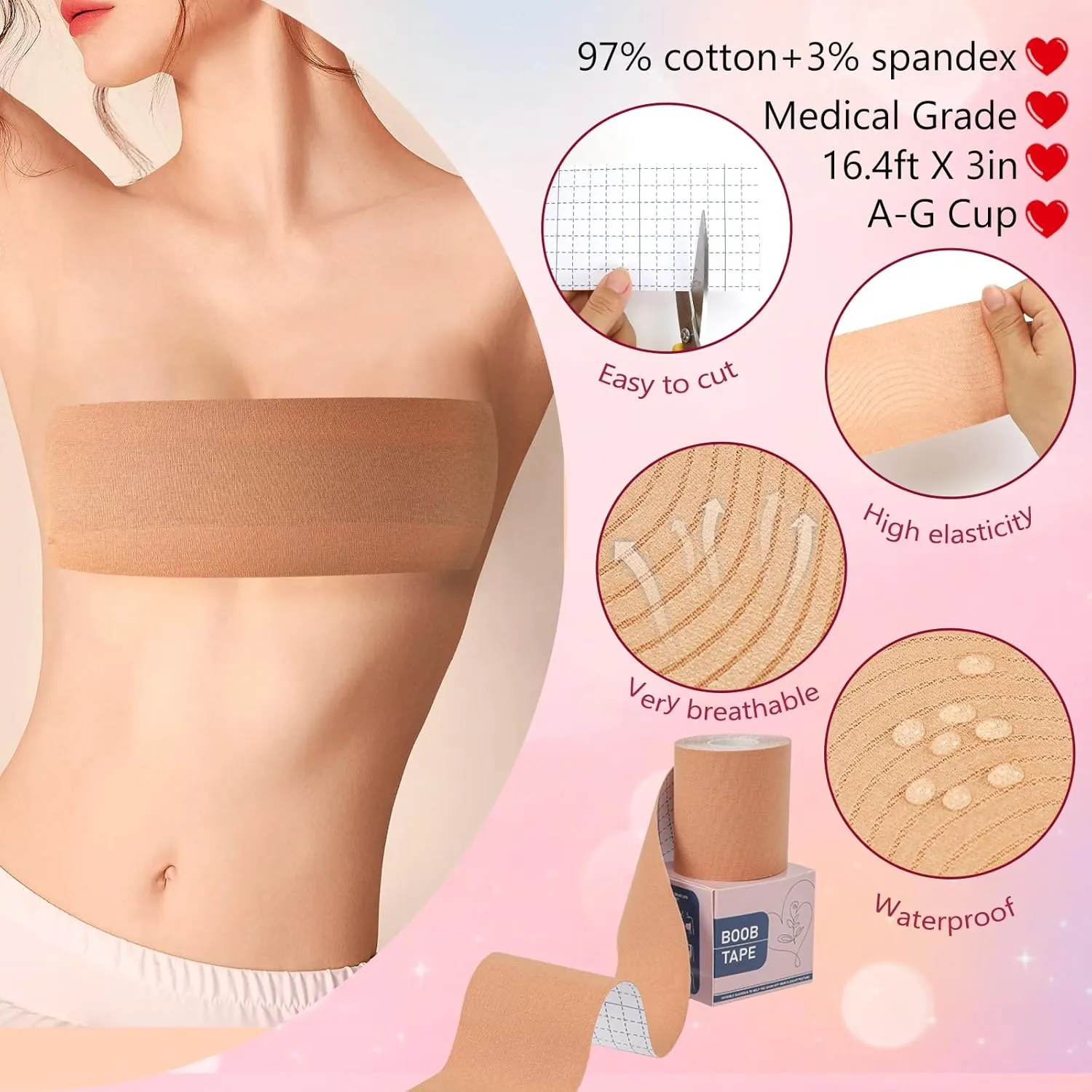 Boob Tape Boobytape For Breast Lift with 1Boobtape 2pcs Nipple Covers Silicone 10pcs Disposable Nipple Pasties