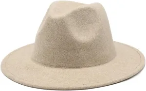 DHAEY Autumn and Winter Wool Cloth Hat for Women, British Retro, Curly Brimmed Jazz Hat for Men, Casual Felt Hat Luopan Caps & Hats(Beige)