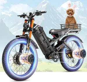 eAhora Romeo Pro 2 [2025 Version] Electric Bike for Adults, 4000W 46MPH Dual Motor Electric Bike,52V 60Ah 200  Miles Long Range Ebike,26*4.0'' Fat Tire Electric Mountain Bike, Full Suspension& UL2849