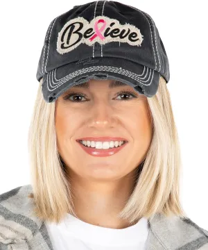 Funky Junque Breast Cancer Awareness Ribbon Baseball Cap Dad Hat for Women