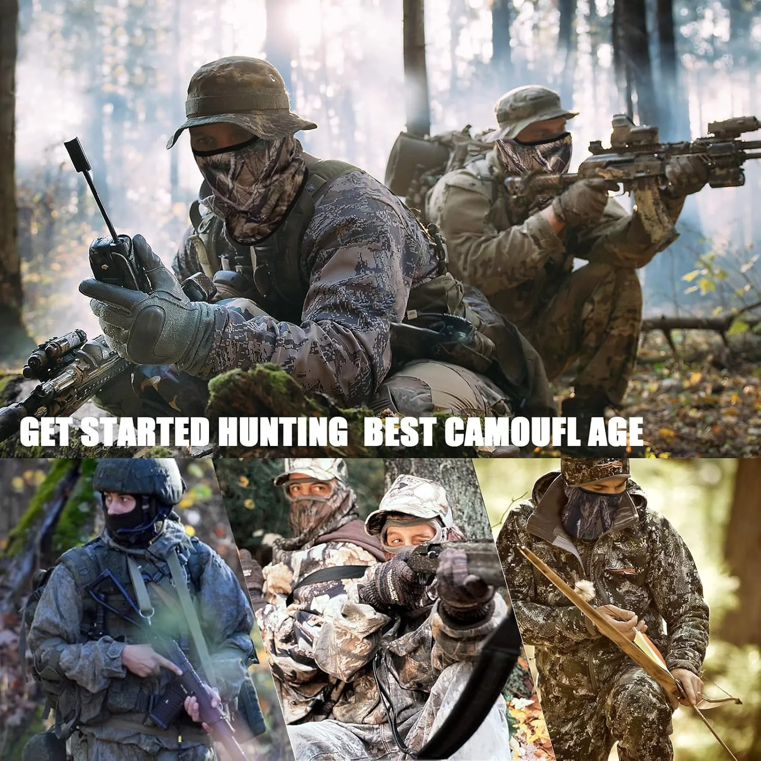 Hunting Balaclava, Camouflage Tactical Balaclava Elastic Universal Size