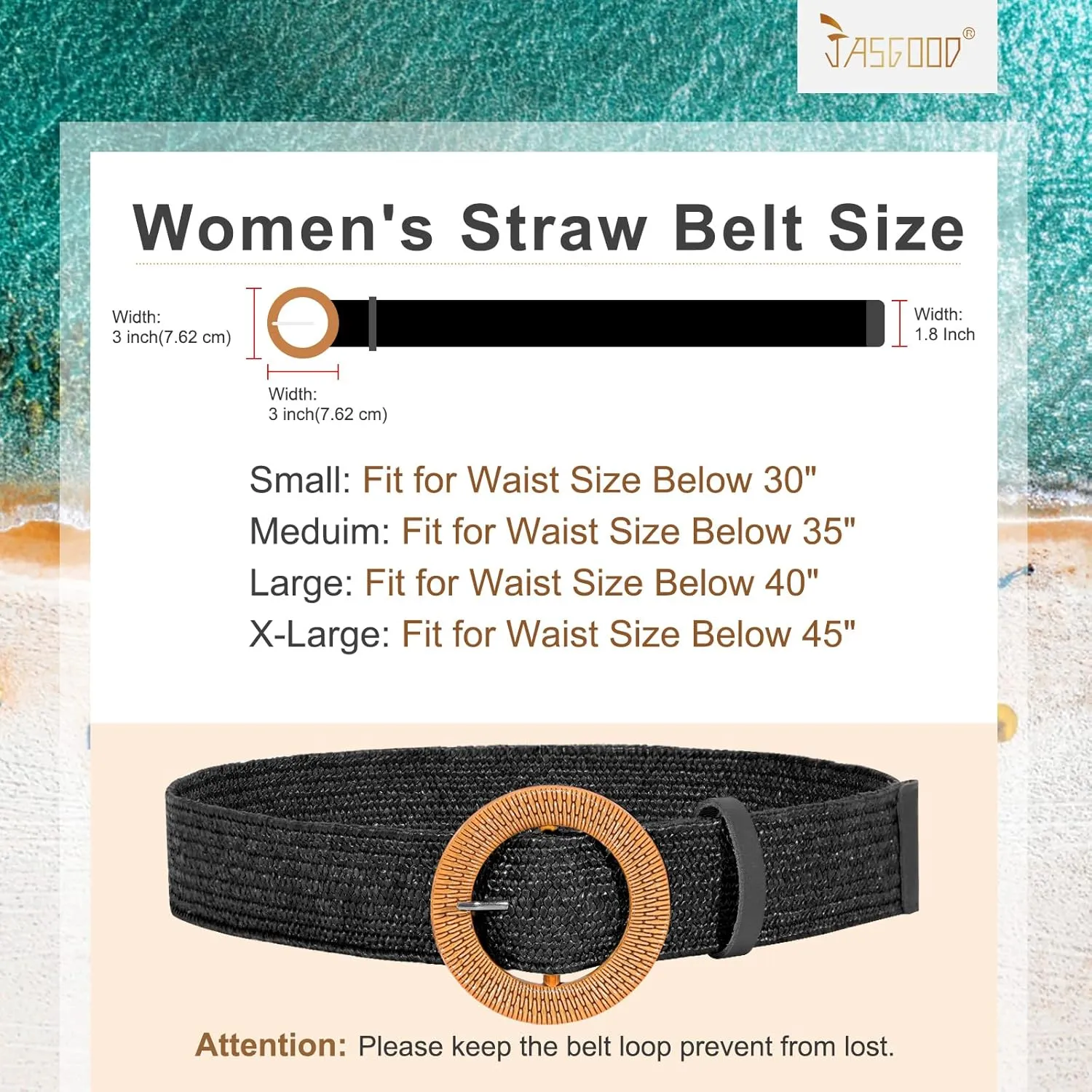 JASGOOD Straw Woven Elastic Stretch Belts Women Raffia Dress Waist Band Boho Ladies Braided Dress Belts