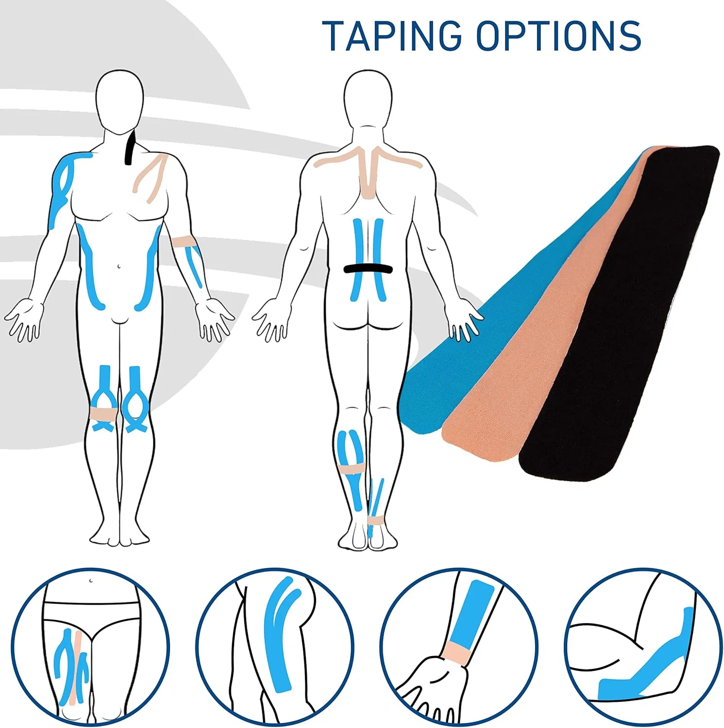 Kinesiology Tapes PRECUT Mix Set | 60 Pre-Cut Multicolored Sport Tape Strips 10 x 2 in - on 3 Rolls | Waterproof  Skin-Friendly  Elastic | Kinesiology Tapes Ideal for Sports