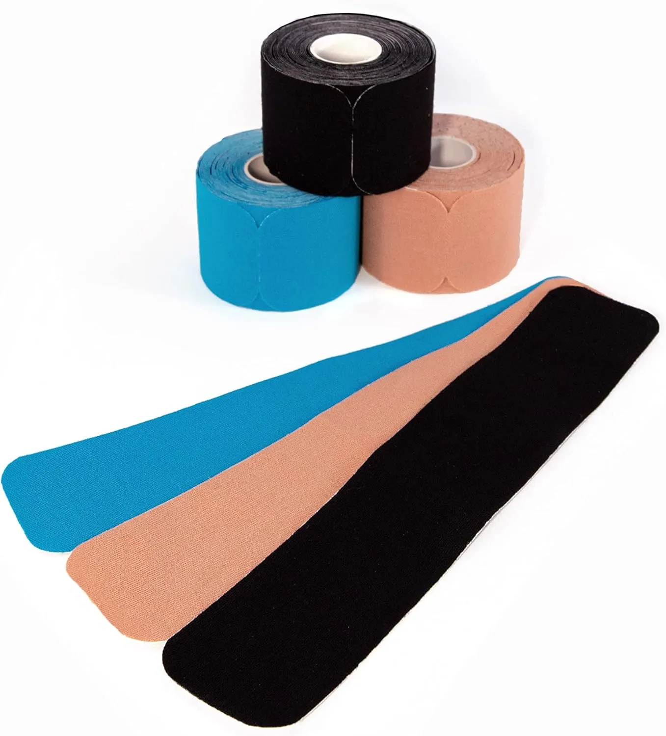 Kinesiology Tapes PRECUT Mix Set | 60 Pre-Cut Multicolored Sport Tape Strips 10 x 2 in - on 3 Rolls | Waterproof  Skin-Friendly  Elastic | Kinesiology Tapes Ideal for Sports