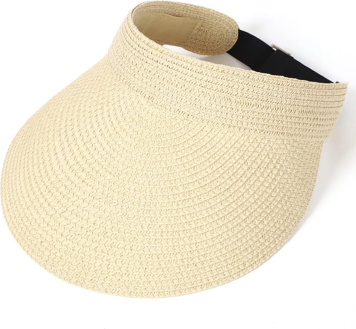 LA CARRIE Wide Brim Straw Visor for Women Sun Hat UV Protection Packable Beach Cap for Summer UPF 50 