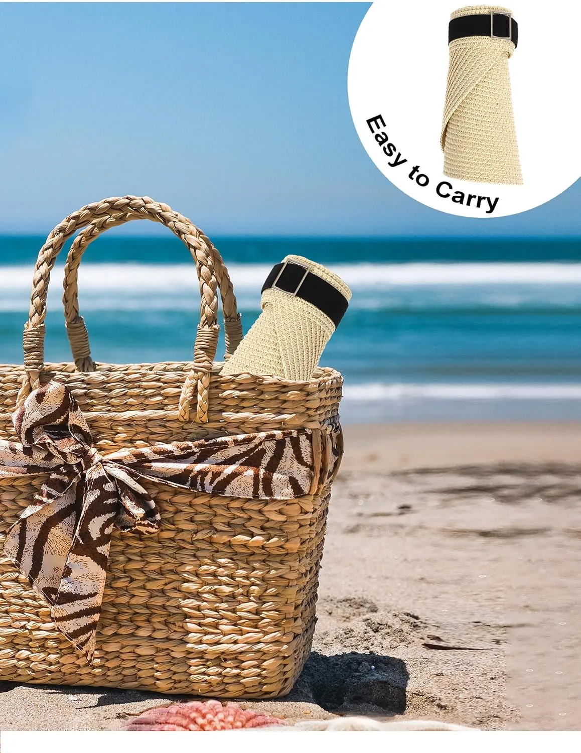 LA CARRIE Wide Brim Straw Visor for Women Sun Hat UV Protection Packable Beach Cap for Summer UPF 50 