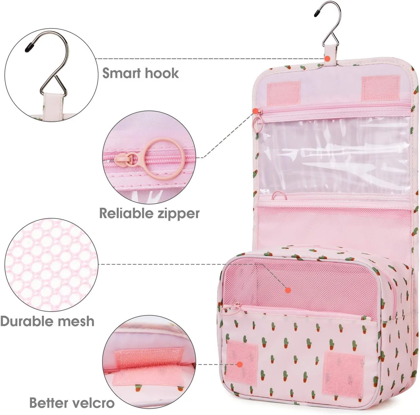Narwey Hanging Travel Toiletry Bag Cosmetic Make up Organizer for Women and Girls Waterproof