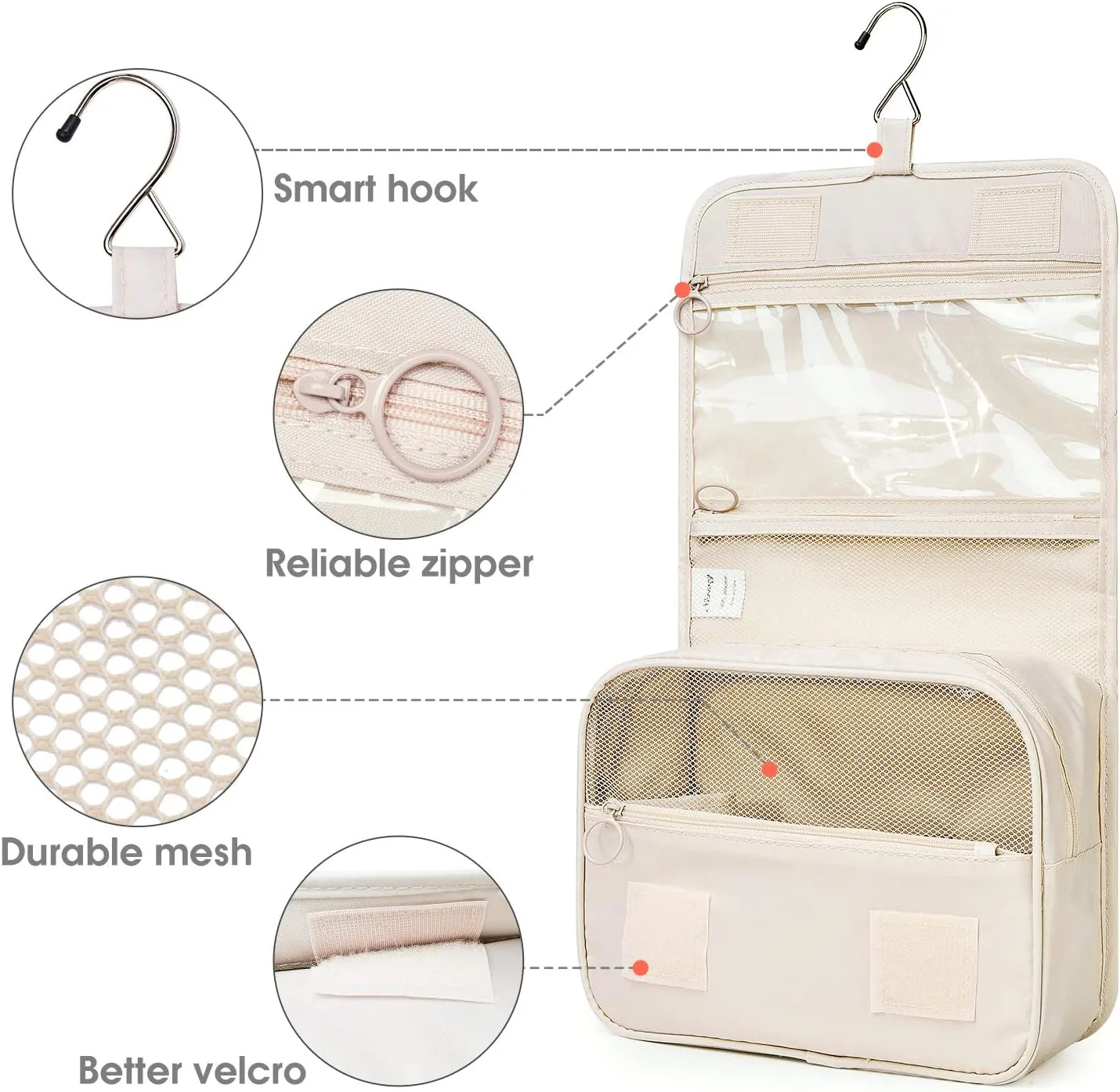 Narwey Hanging Travel Toiletry Bag Cosmetic Make up Organizer for Women and Girls Waterproof