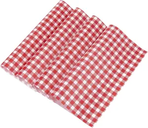 NATURALABEL 100 PCS Wax Paper, 12" x 12" Red and White Checkered Greaseproof Paper, for Basket Liners, Sandwich Wrapping, Deli Sheet for BBQ, Picnic, Party