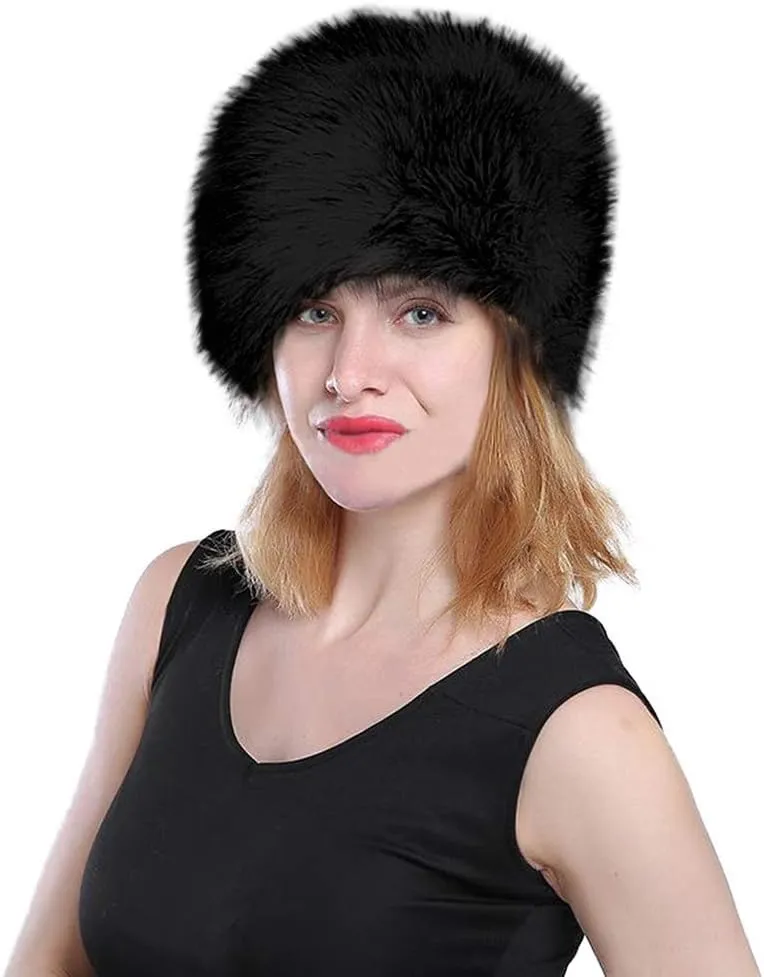 Old Dlrd Russian Hat,Winter Faux Fur Hats for Women,Warm Russian Cossack Style Hat for Ladies