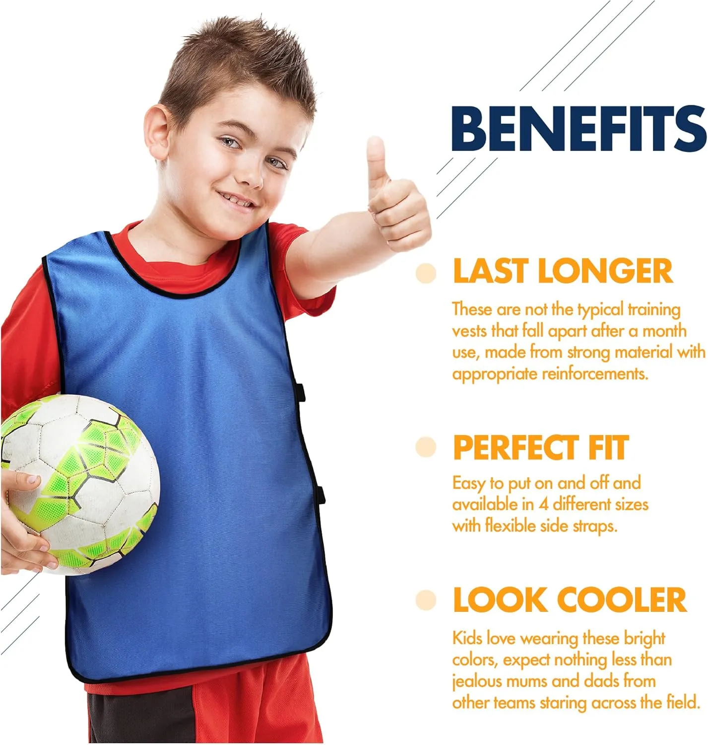 Pinnies Scrimmage Vests for Kids, Youth and Adults (6-Pack) - Soccer Pennies