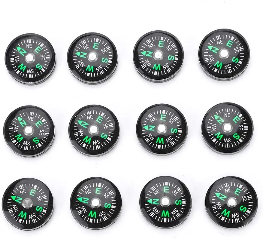 Pocket Compass, 20mm 12pcs Mini Pocket Oil Filled Compass for Hiking Camping Outdoor Activities Accessory