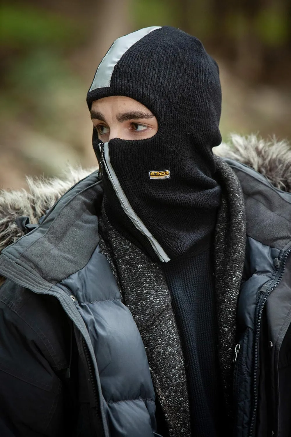 Safety Reflective Balaclava Mask with Adjustable Zipper Hat Skull Cap