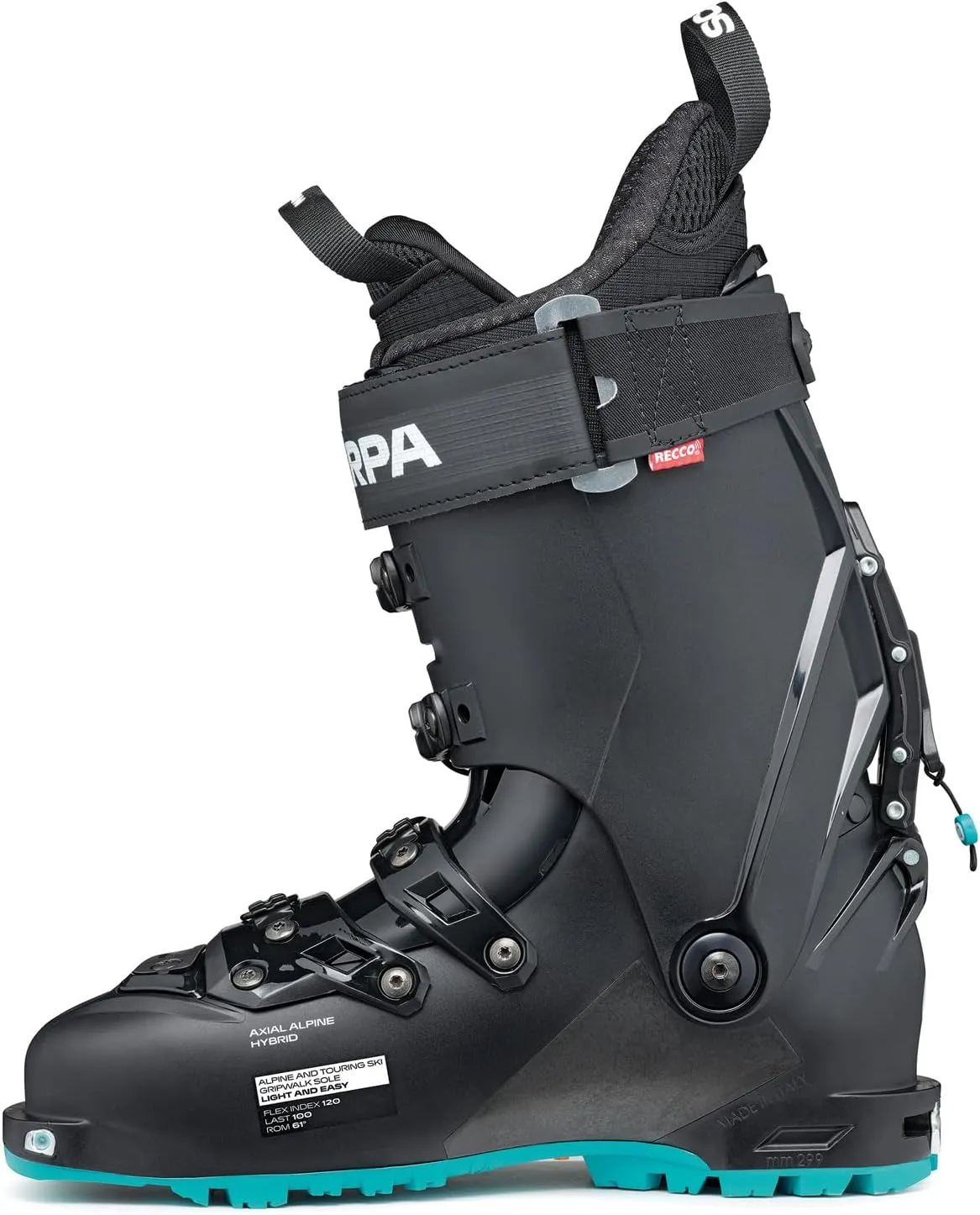 SCARPA Women's 4-Quattro SL 100 Flex Freeride Alpine Touring Ski Boots with GripWalk for Backcountry & Downhill Skiing