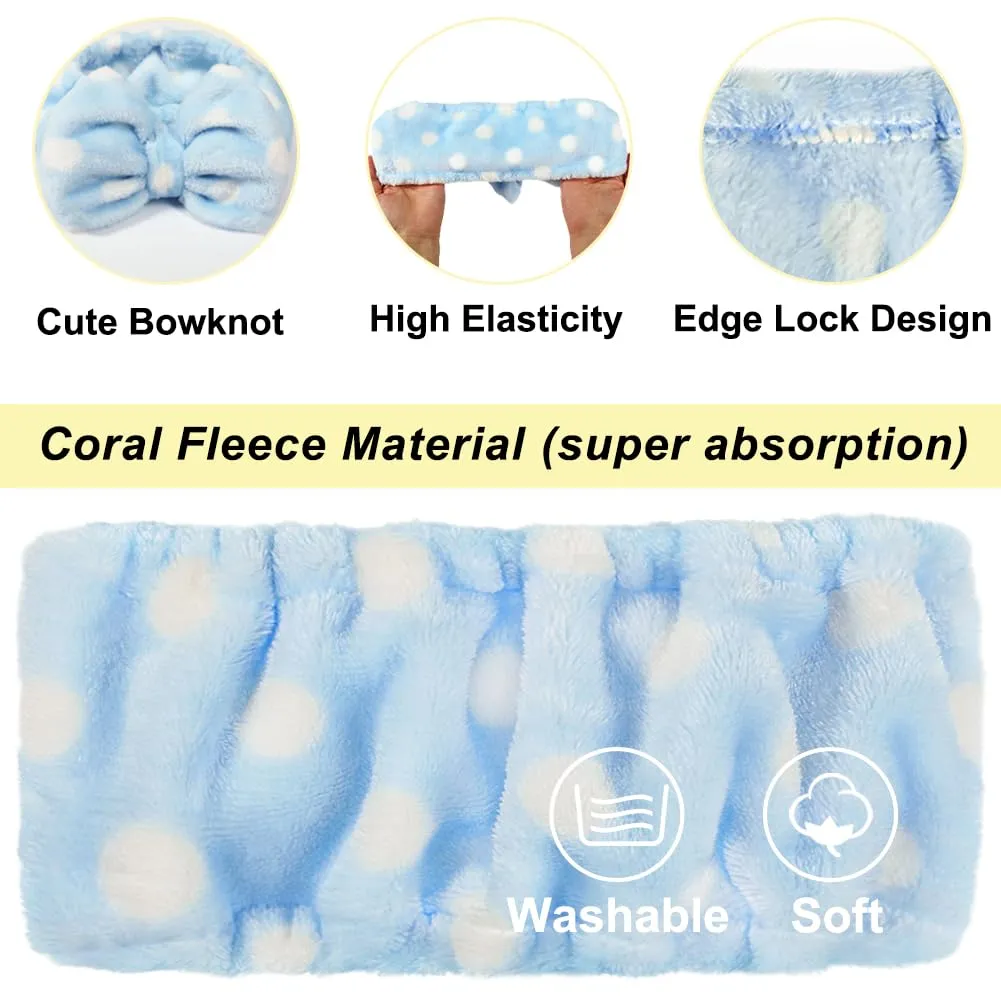 Shintop Sweet Super Soft Caroset Polka Dots Wash Cosmetic Headband Hairlace (Light Blue Polka dots)