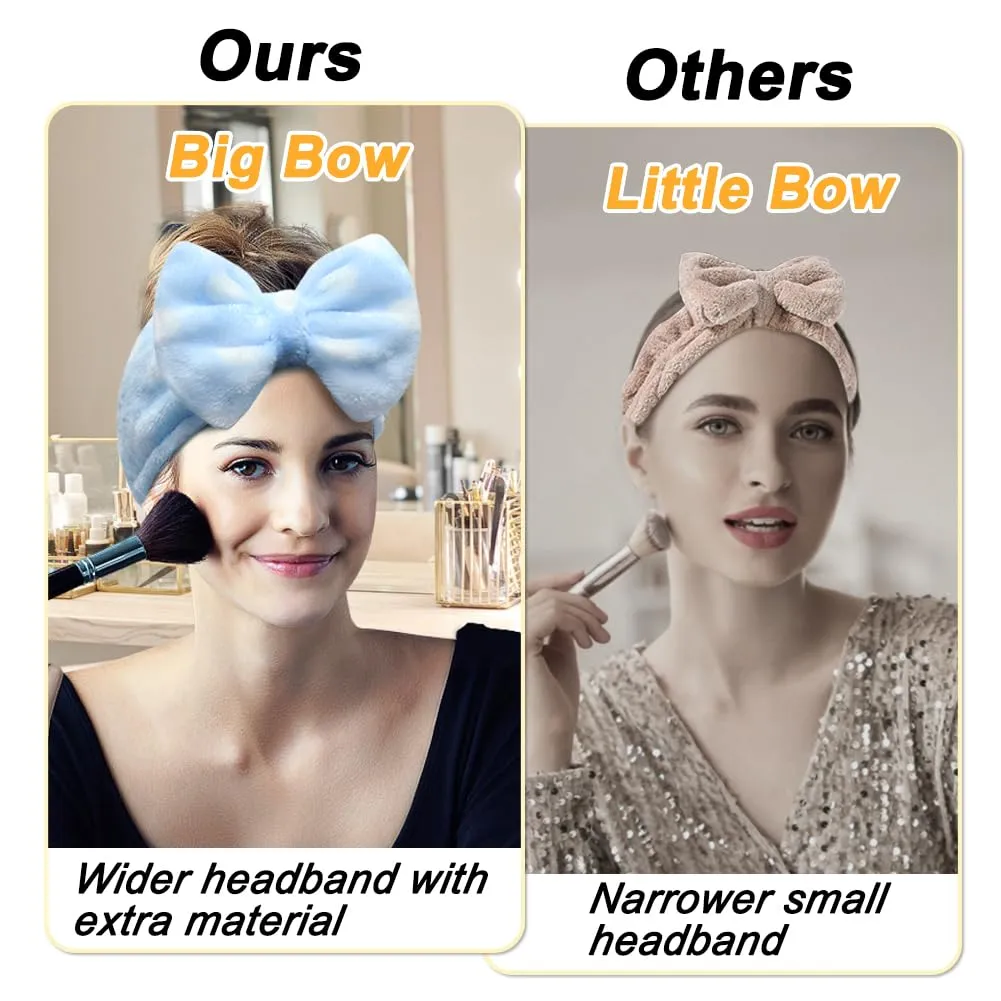 Shintop Sweet Super Soft Caroset Polka Dots Wash Cosmetic Headband Hairlace (Light Blue Polka dots)