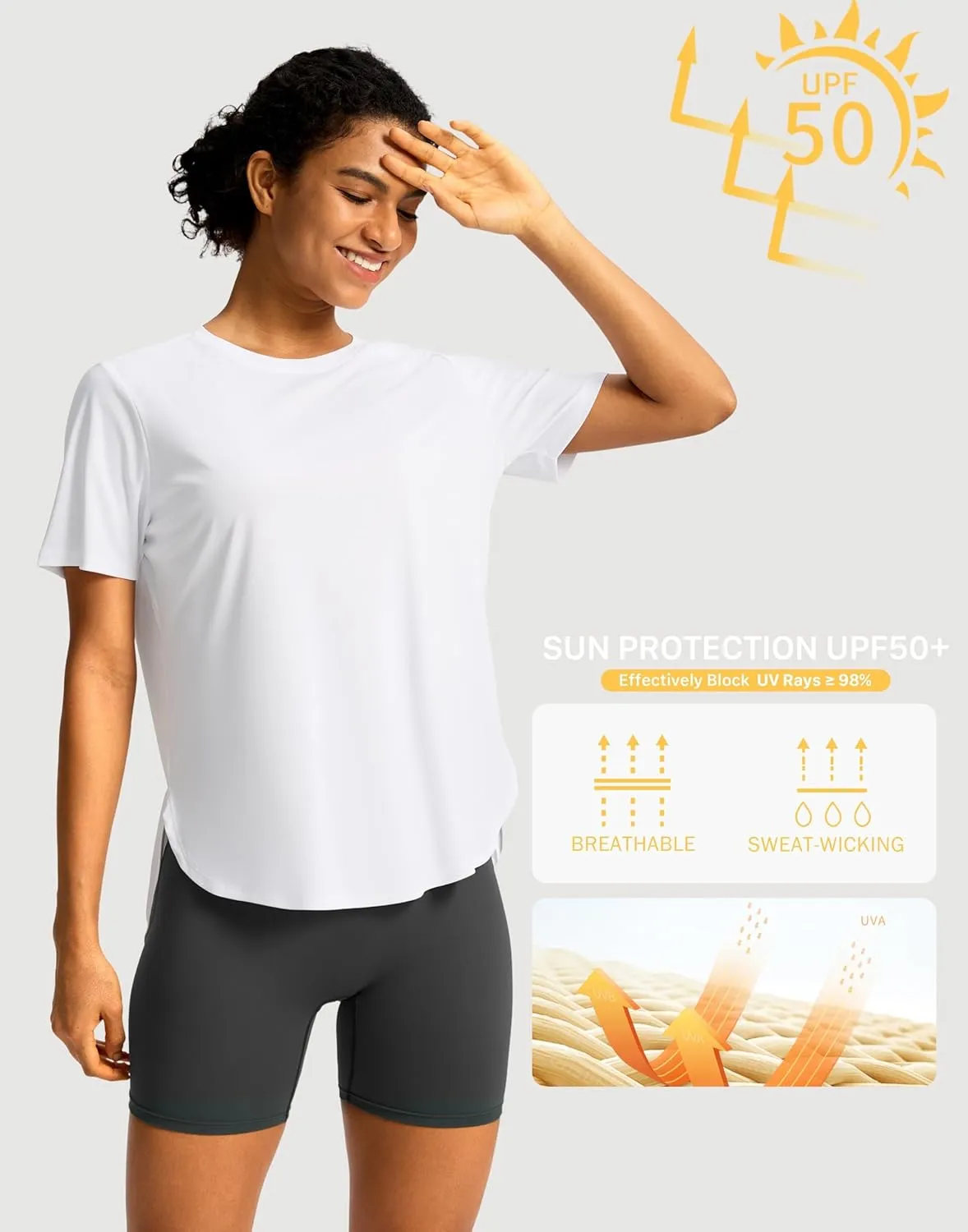 Soothfeel Women's Short Sleeve Workout Shirts UPF 50  Sun Protection Breathable Athletic Tee Tops Gym Running Yoga T-Shirts