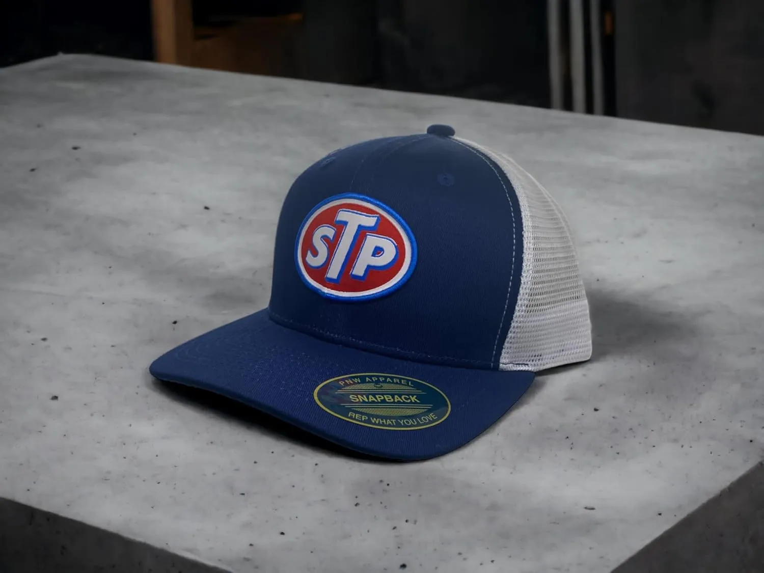 STP Vintage Trucker Hats Mesh Backing Snapback - Adjustable with Woven STP Patch