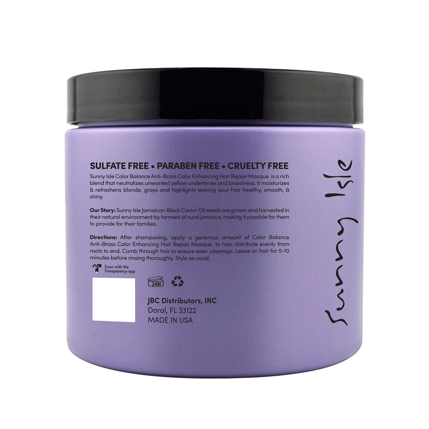 Sunny Isle Anti-Brass Color Enhancing Purple Hair Repair Masque 16oz