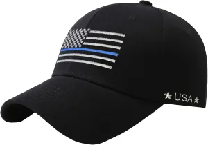 Thin Blue Line USA Flag Dad Hats Adjustable Baseball Cap Gifts for Police Officers Cops Retired