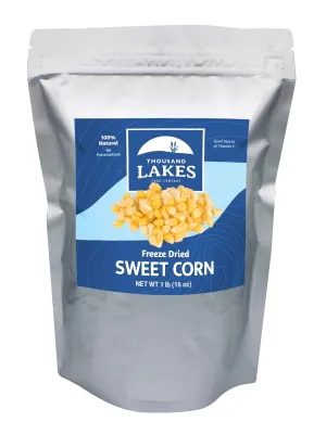 Thousand Lakes Freeze Dried Vegetables - Sweet Corn - Bulk 1 Pound (16 Ounces) | 100% Whole Sweet Corn Kernels | No Added Sugar or Salt