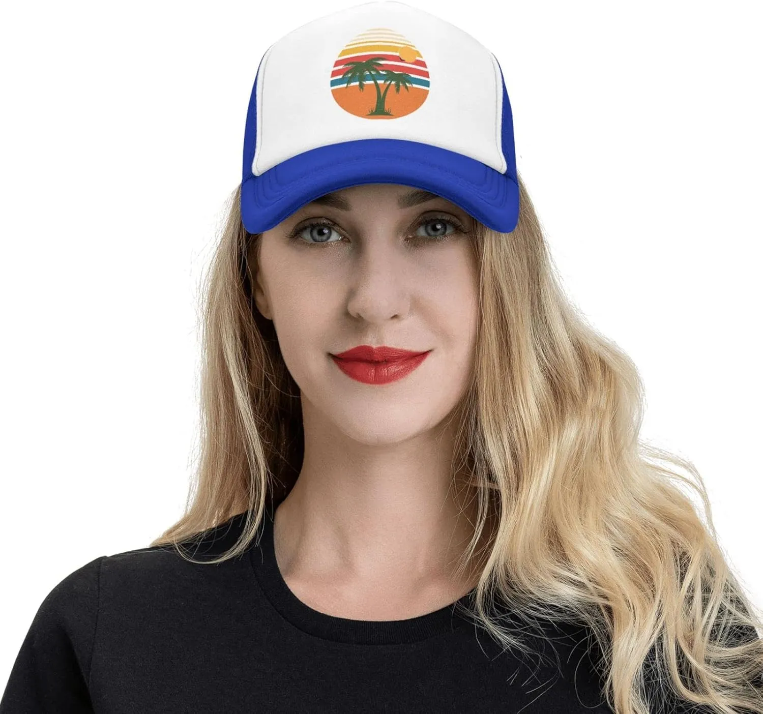 Tropical Palm Tree Hat Mesh Cap for Men Women, Adjustable Trucker Hat Baseball Cap