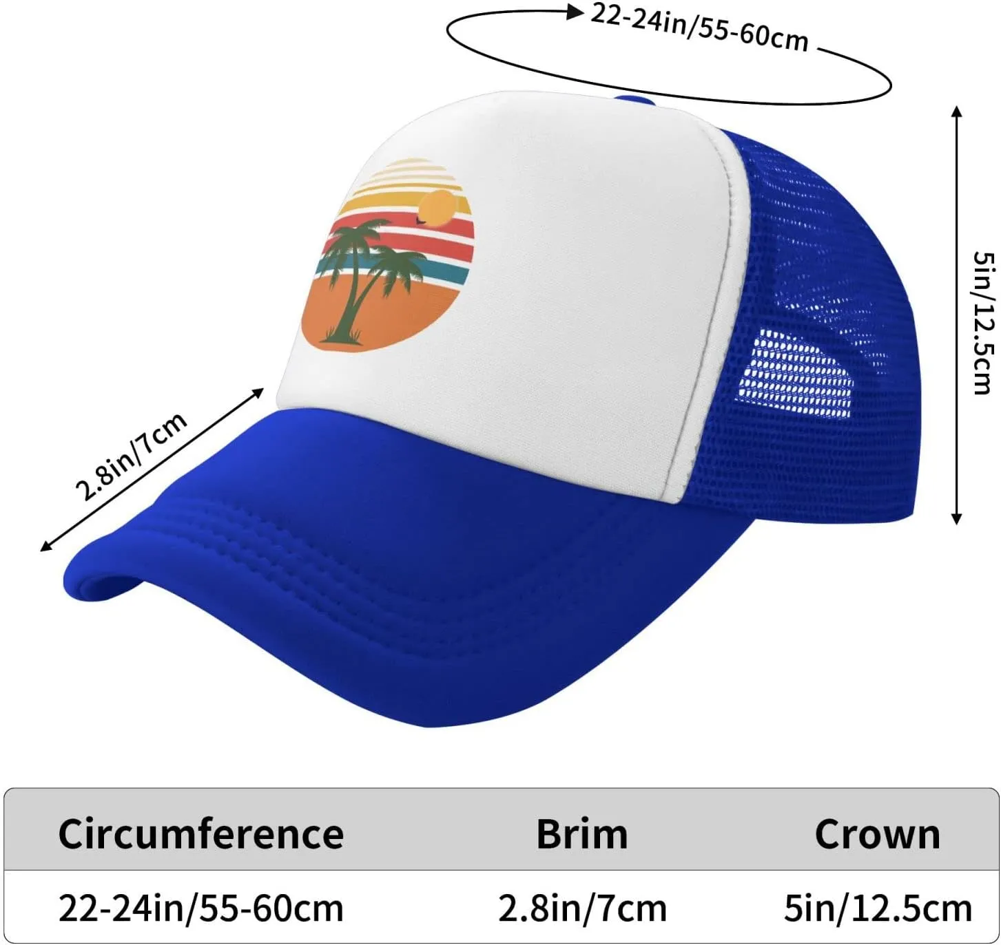 Tropical Palm Tree Hat Mesh Cap for Men Women, Adjustable Trucker Hat Baseball Cap