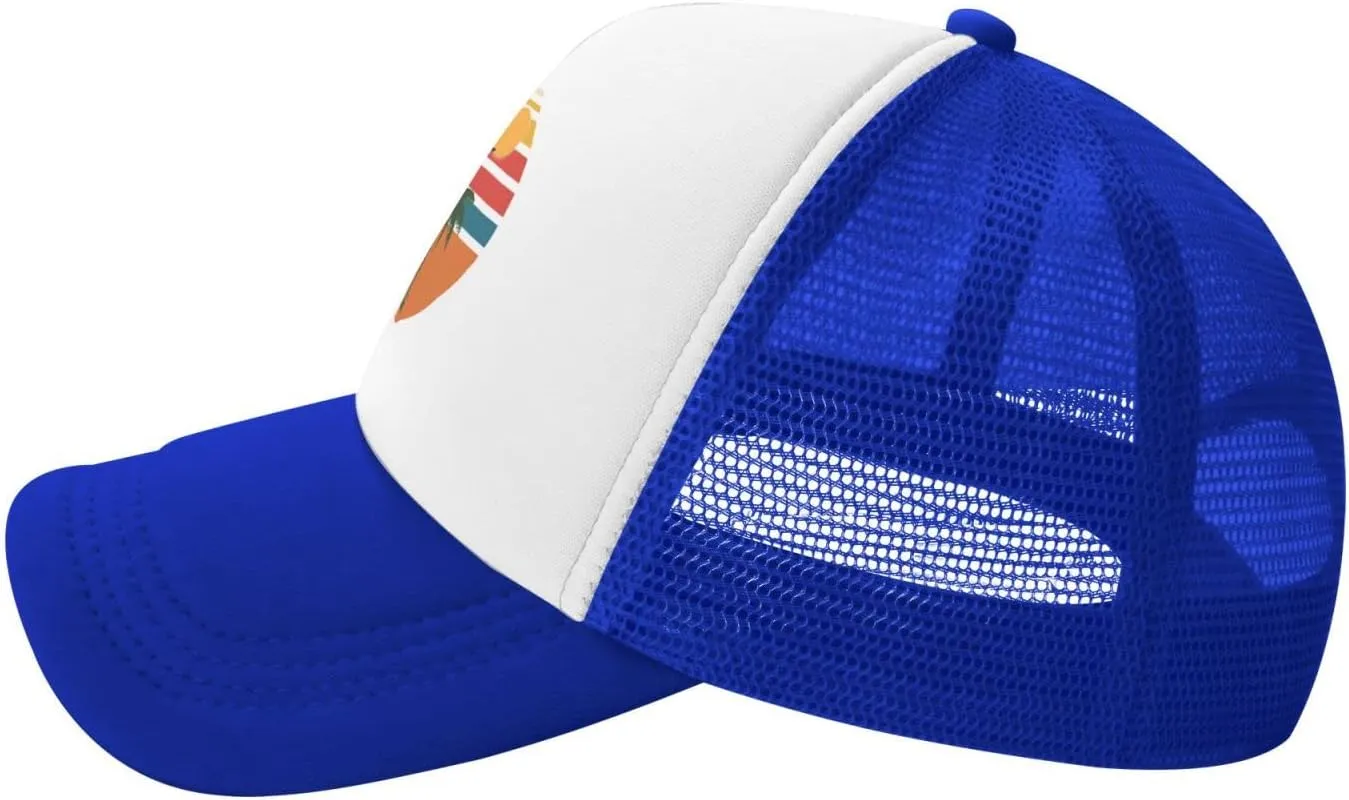 Tropical Palm Tree Hat Mesh Cap for Men Women, Adjustable Trucker Hat Baseball Cap