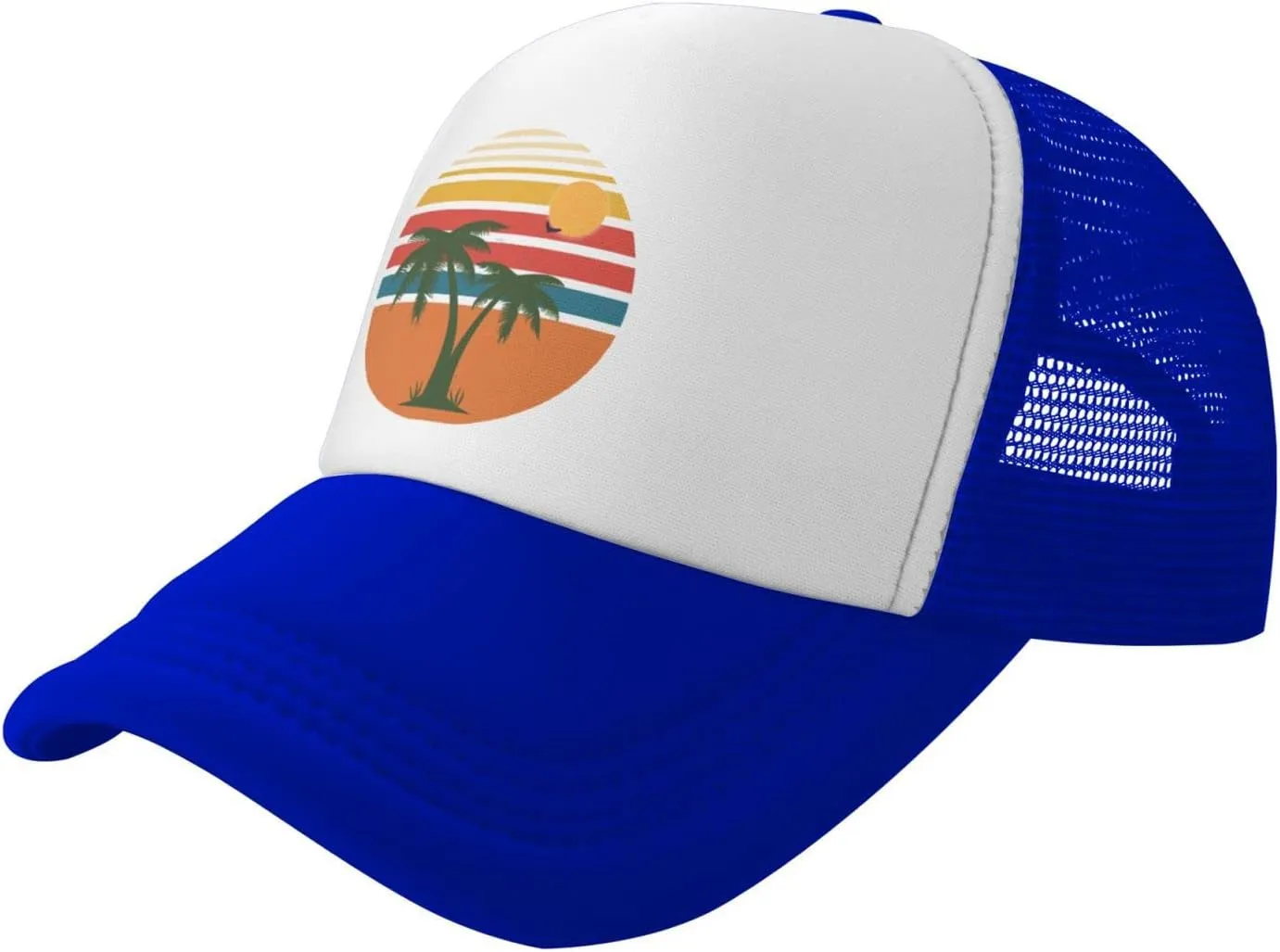 Tropical Palm Tree Hat Mesh Cap for Men Women, Adjustable Trucker Hat Baseball Cap