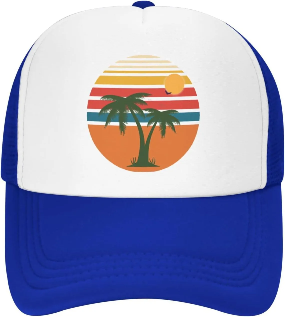 Tropical Palm Tree Hat Mesh Cap for Men Women, Adjustable Trucker Hat Baseball Cap