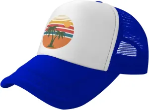 Tropical Palm Tree Hat Mesh Cap for Men Women, Adjustable Trucker Hat Baseball Cap