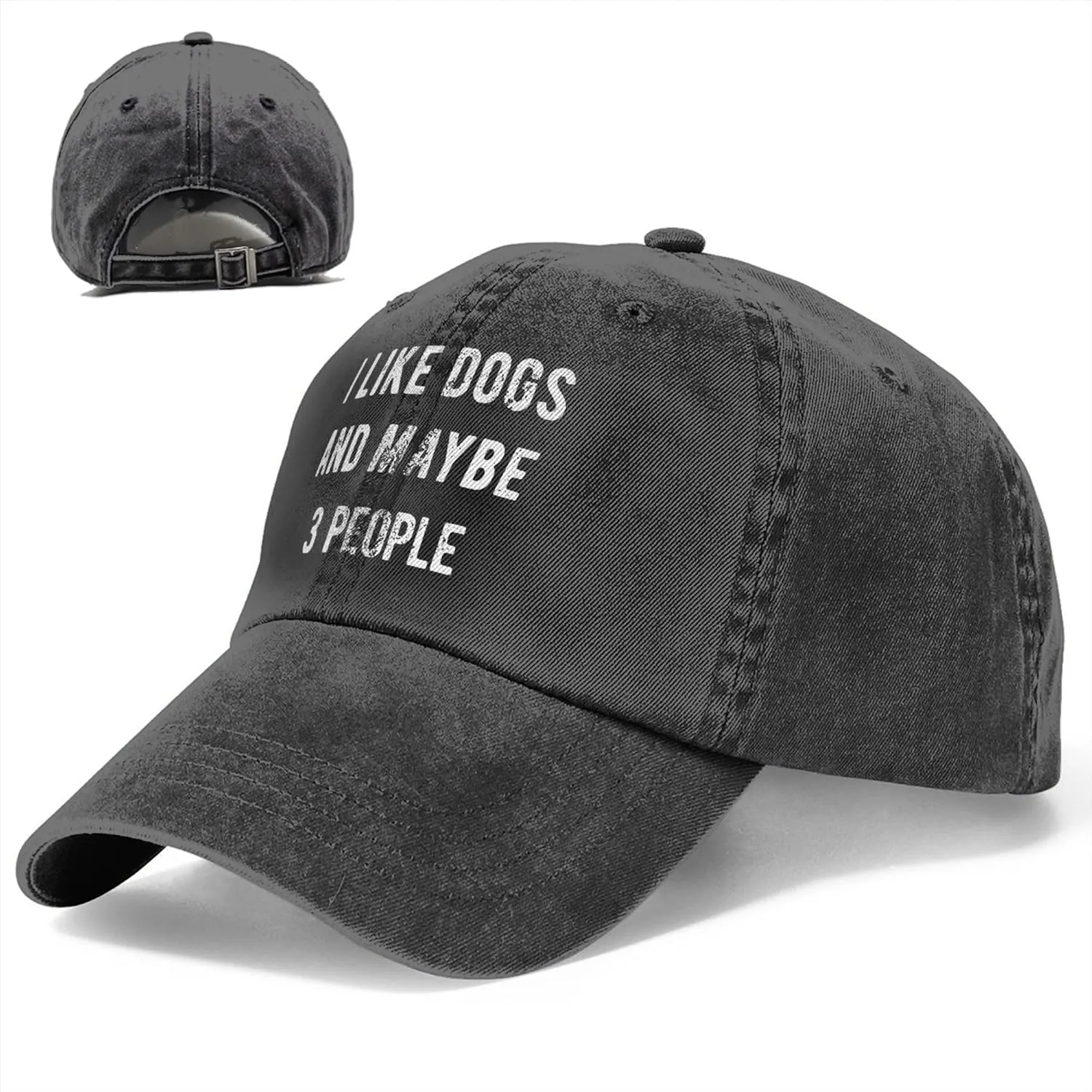 WAYMAY I Like Dogs and Maybe 3 People Unisex Adult Cowboy Hat Full Cotton Curved Brim Baseball Cap