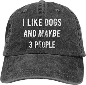 WAYMAY I Like Dogs and Maybe 3 People Unisex Adult Cowboy Hat Full Cotton Curved Brim Baseball Cap
