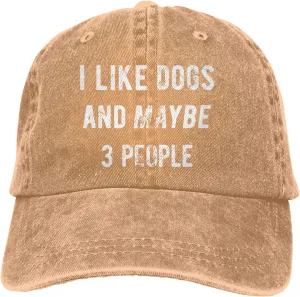 WAYMAY I Like Dogs and Maybe 3 People Unisex Adult Cowboy Hat Full Cotton Curved Brim Baseball Cap
