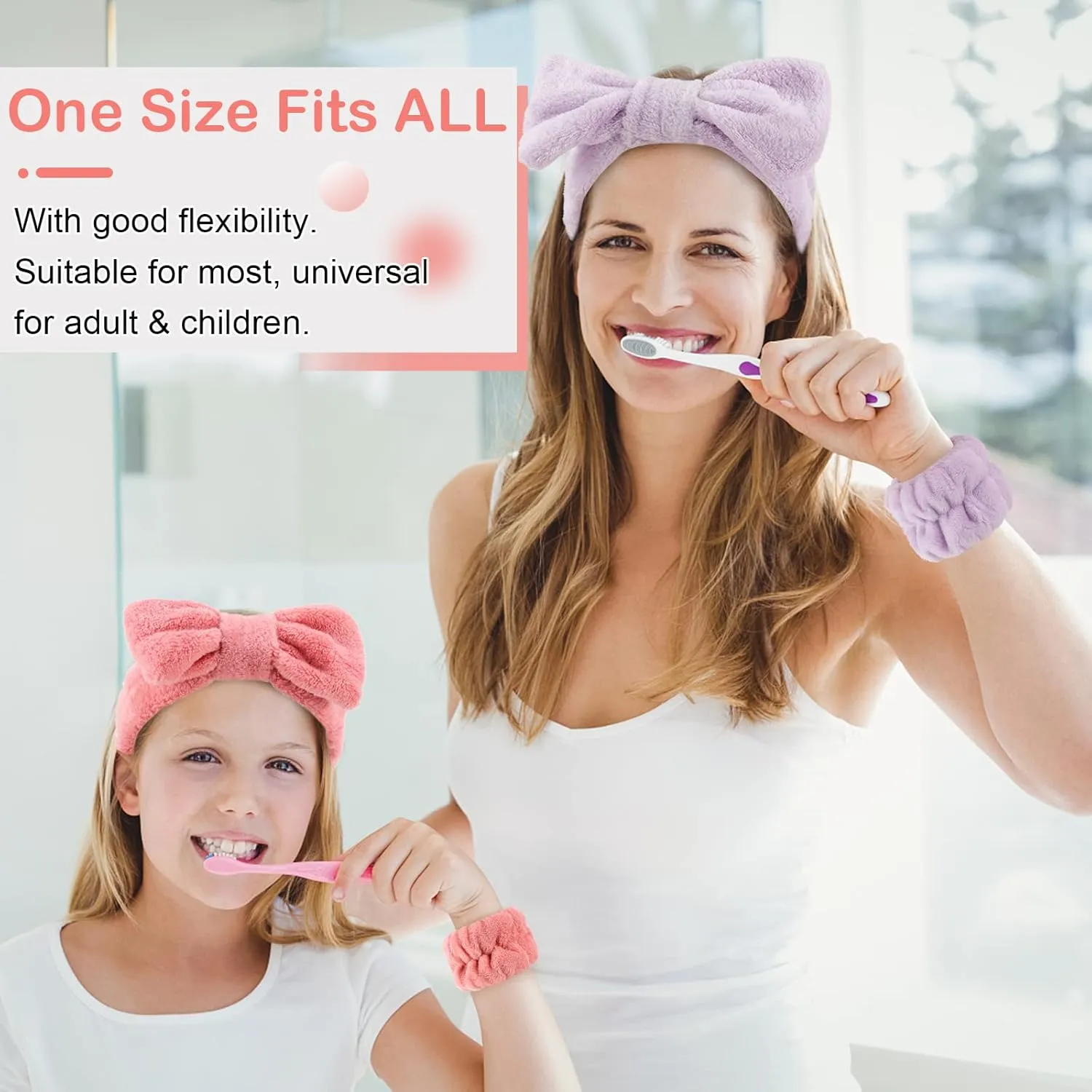 WHAVEL 6PCS Spa Headband and Wristbands Set, Face Wash Headband Wrist Bands for Washing Face Makeup Skincare Hair Band Skin Care Accessories Tools