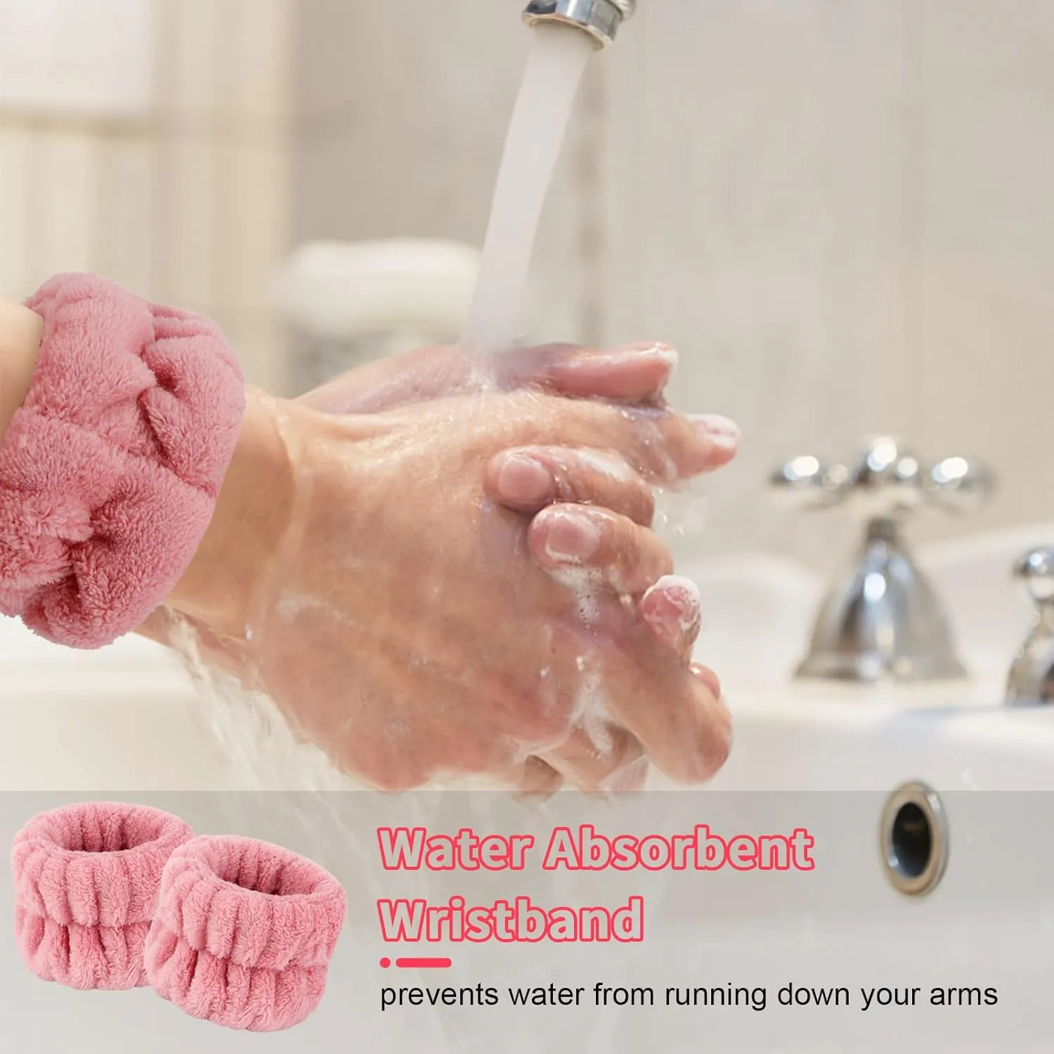 WHAVEL 6PCS Spa Headband and Wristbands Set, Face Wash Headband Wrist Bands for Washing Face Makeup Skincare Hair Band Skin Care Accessories Tools