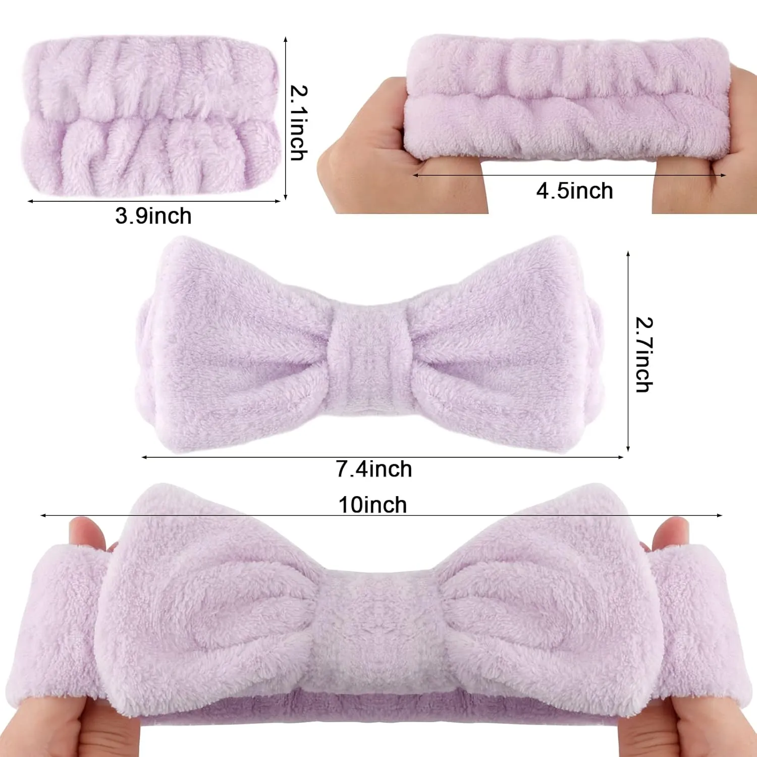 WHAVEL 6PCS Spa Headband and Wristbands Set, Face Wash Headband Wrist Bands for Washing Face Makeup Skincare Hair Band Skin Care Accessories Tools
