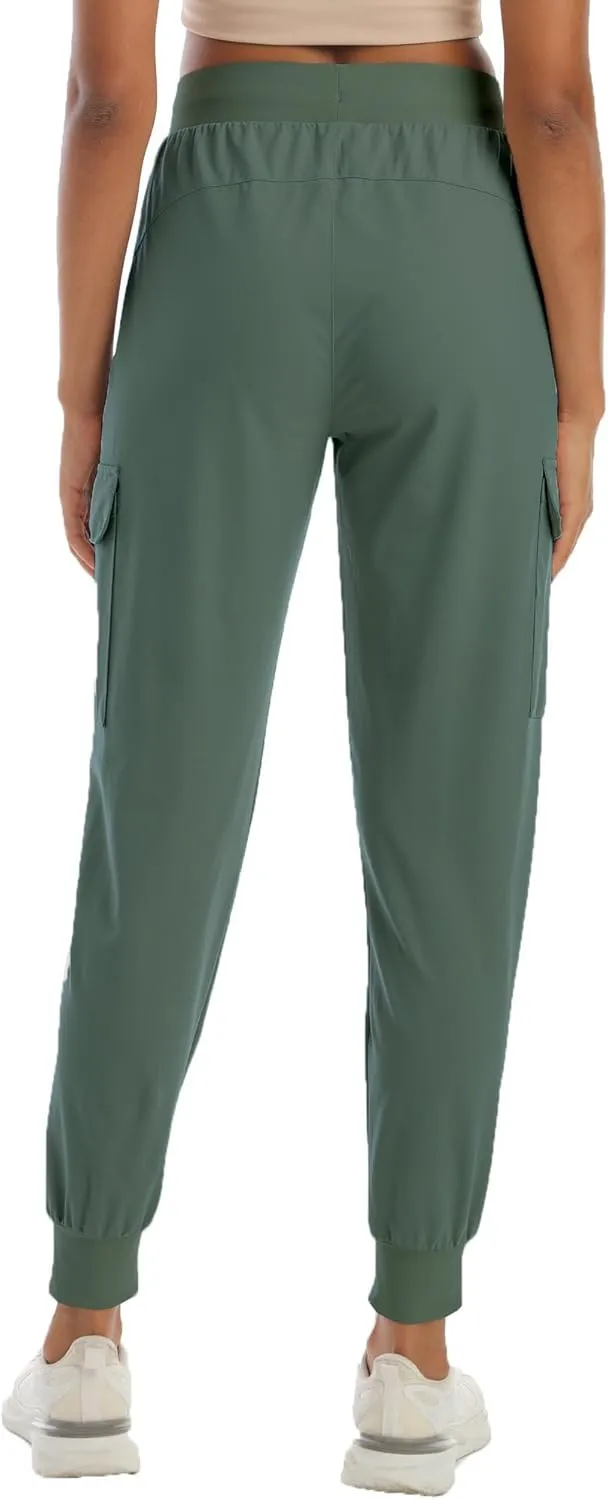 Womens Cargo Pants with Pockets-Lightweight Quick Dry Water Resistant Hiking Pants for Travel Casual Athletic and Outdoor
