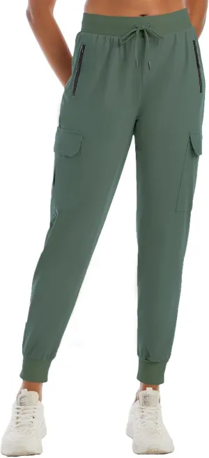 Womens Cargo Pants with Pockets-Lightweight Quick Dry Water Resistant Hiking Pants for Travel Casual Athletic and Outdoor