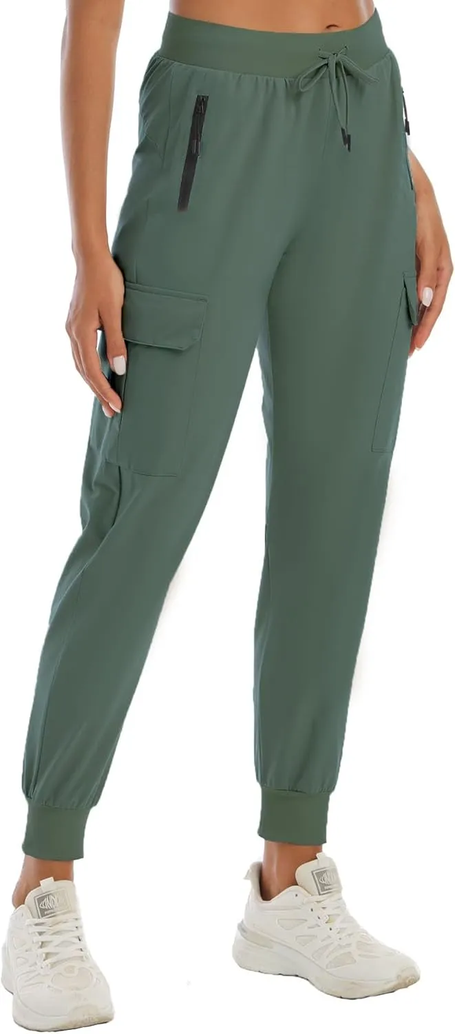 Womens Cargo Pants with Pockets-Lightweight Quick Dry Water Resistant Hiking Pants for Travel Casual Athletic and Outdoor