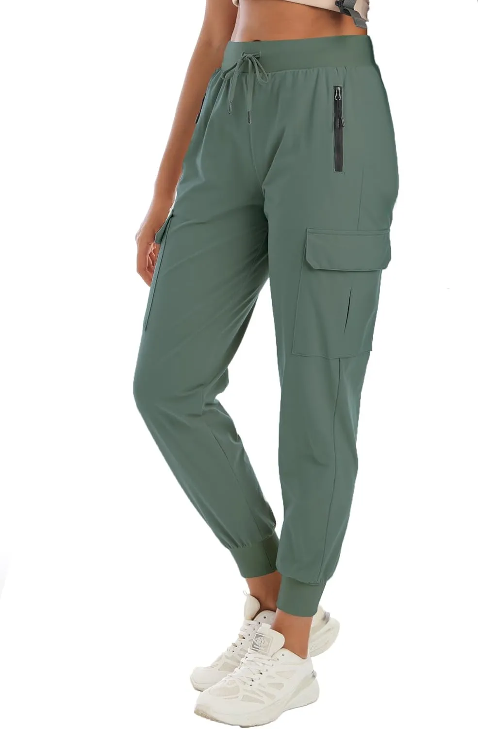 Womens Cargo Pants with Pockets-Lightweight Quick Dry Water Resistant Hiking Pants for Travel Casual Athletic and Outdoor